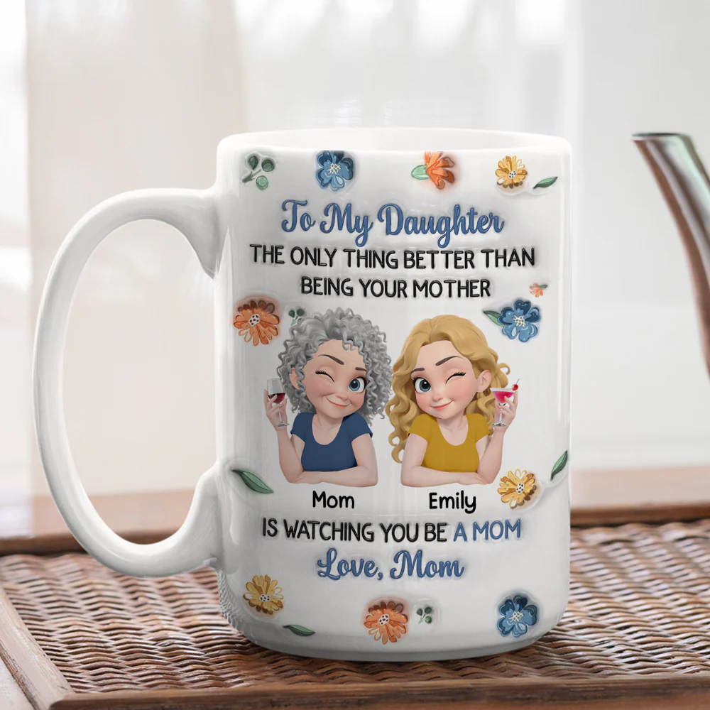 Linked Together Blue Cartoon - Personalized Custom 3D Inflated Effect Mug - Image 4