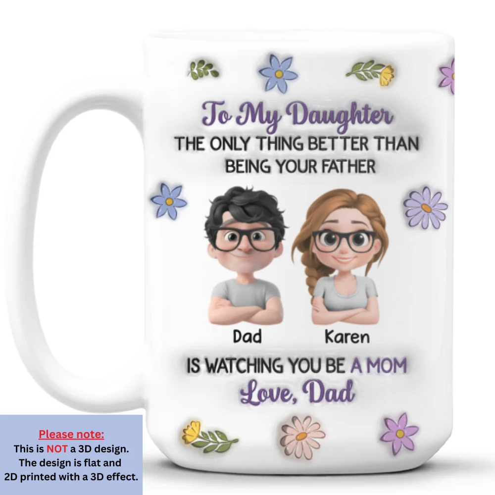 Linked Together Cartoon From Dad - Personalized Custom 3D Inflated Effect Mug - Image 8