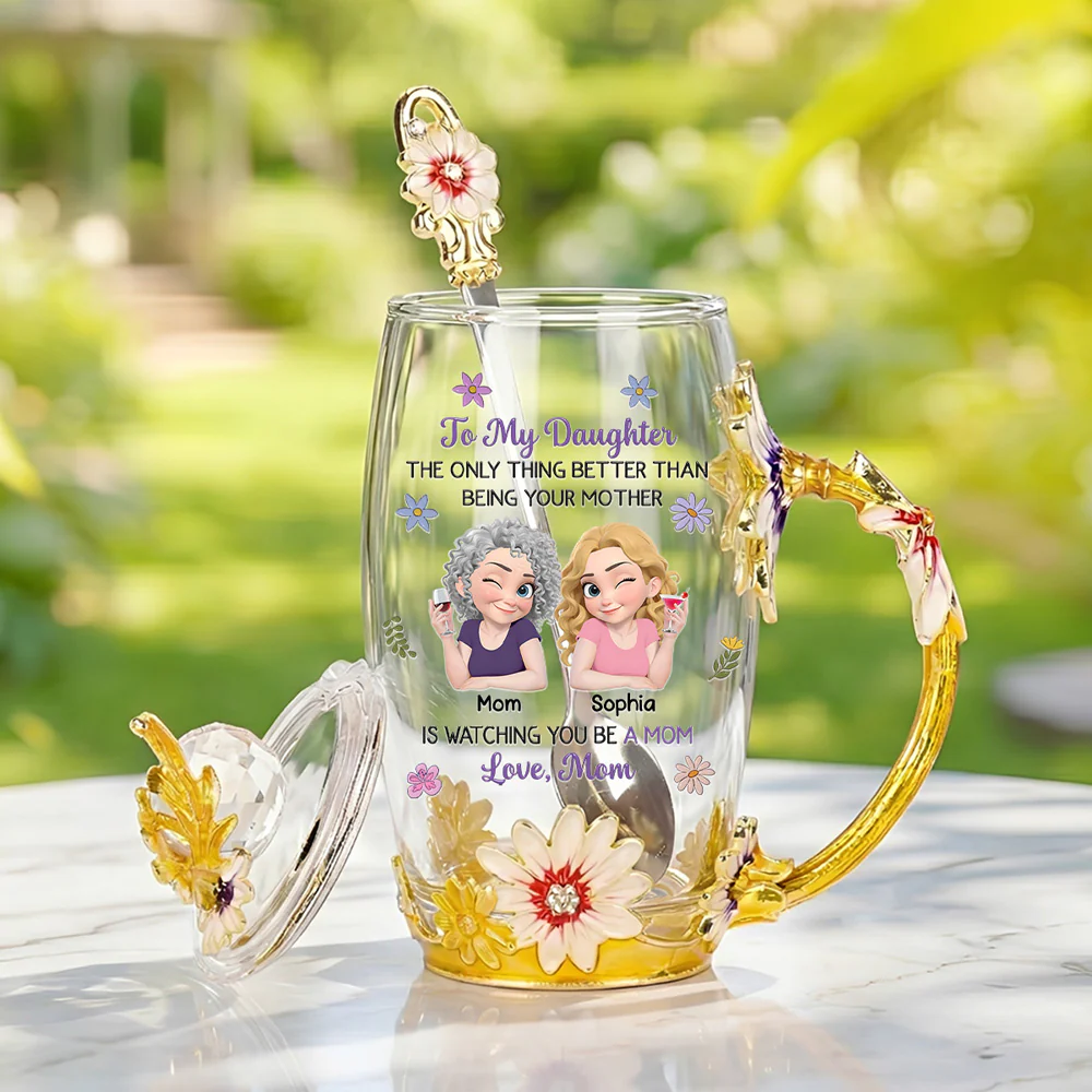 Linked Together Cartoon - Personalized Custom 14OZ Flower Tea Cup