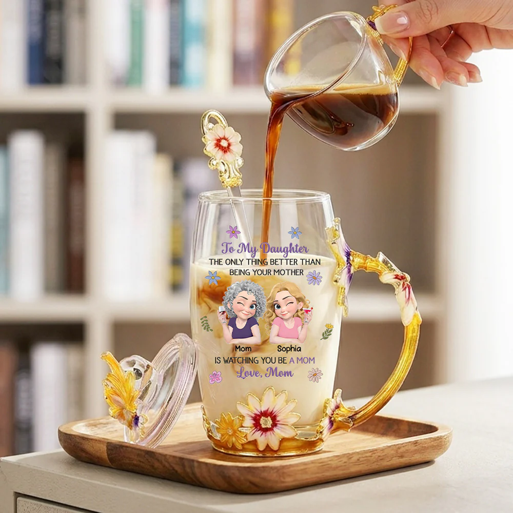 Linked Together Cartoon - Personalized Custom 14OZ Flower Tea Cup - Image 2