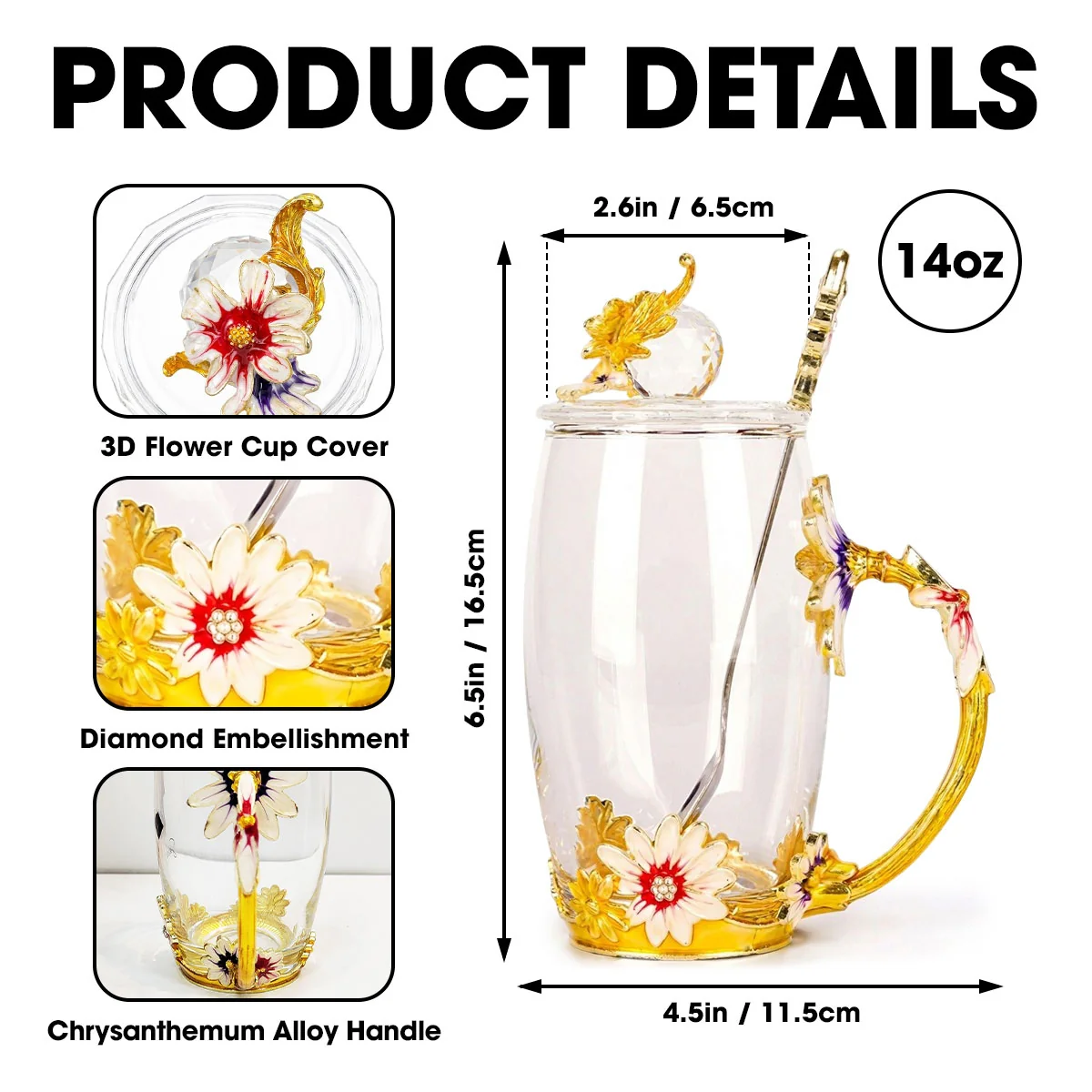 Linked Together Cartoon - Personalized Custom 14OZ Flower Tea Cup - Image 5
