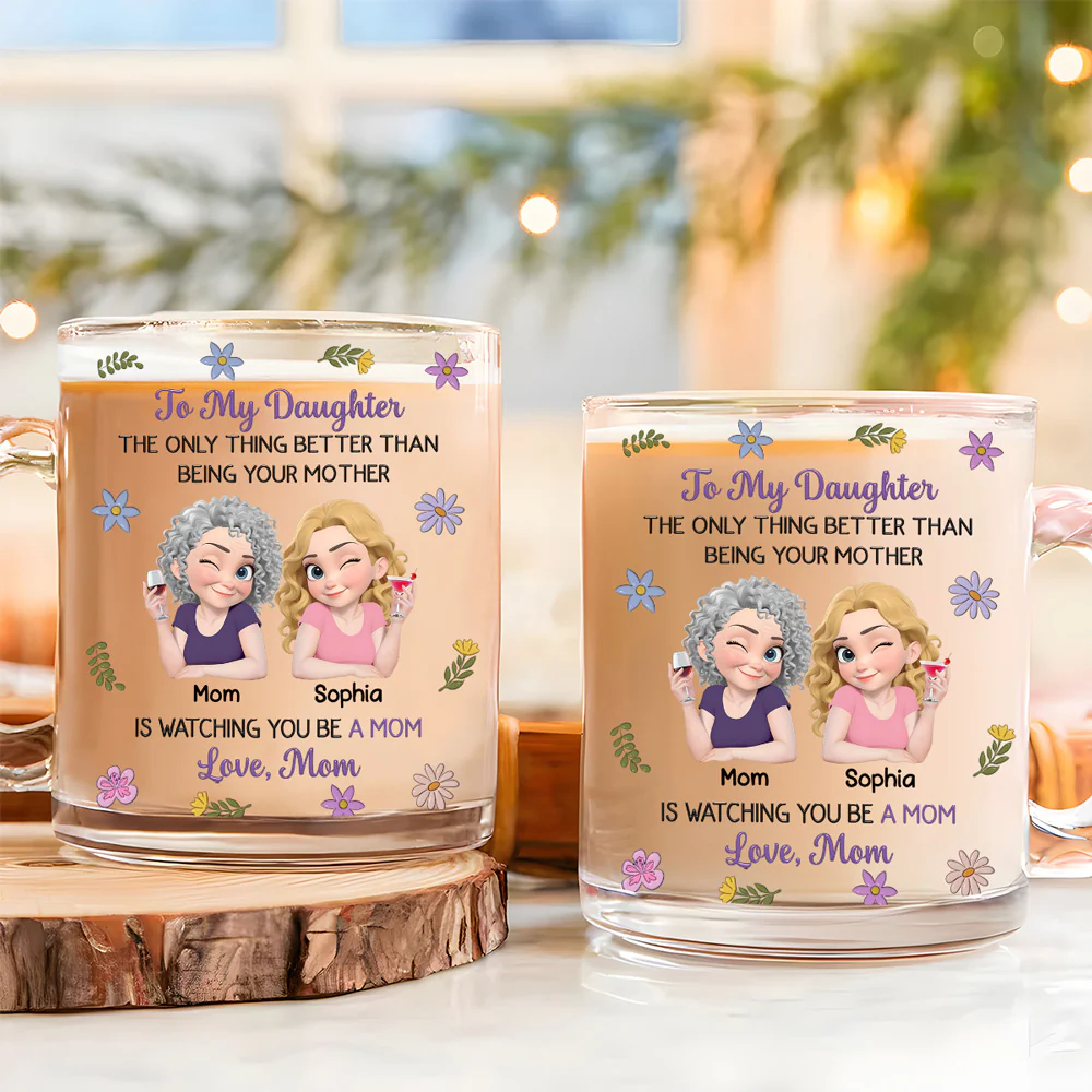 Linked Together Cartoon - Personalized Custom 3D Inflated Effect Glass Mug - Image 2