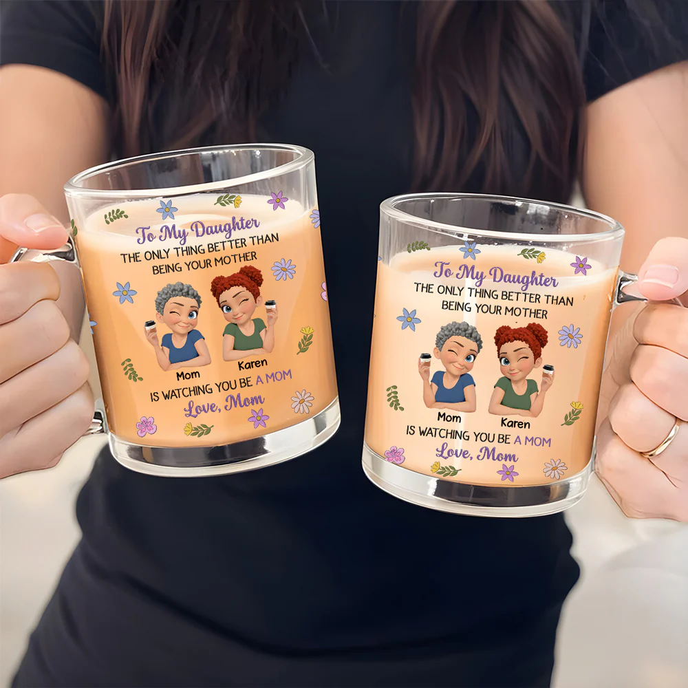 Linked Together Cartoon - Personalized Custom 3D Inflated Effect Glass Mug - Image 4