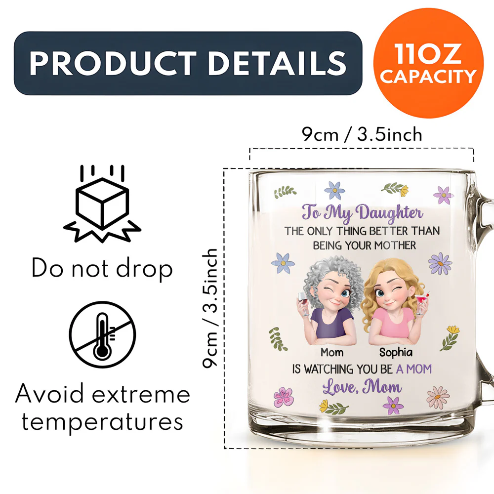 Linked Together Cartoon - Personalized Custom 3D Inflated Effect Glass Mug - Image 5