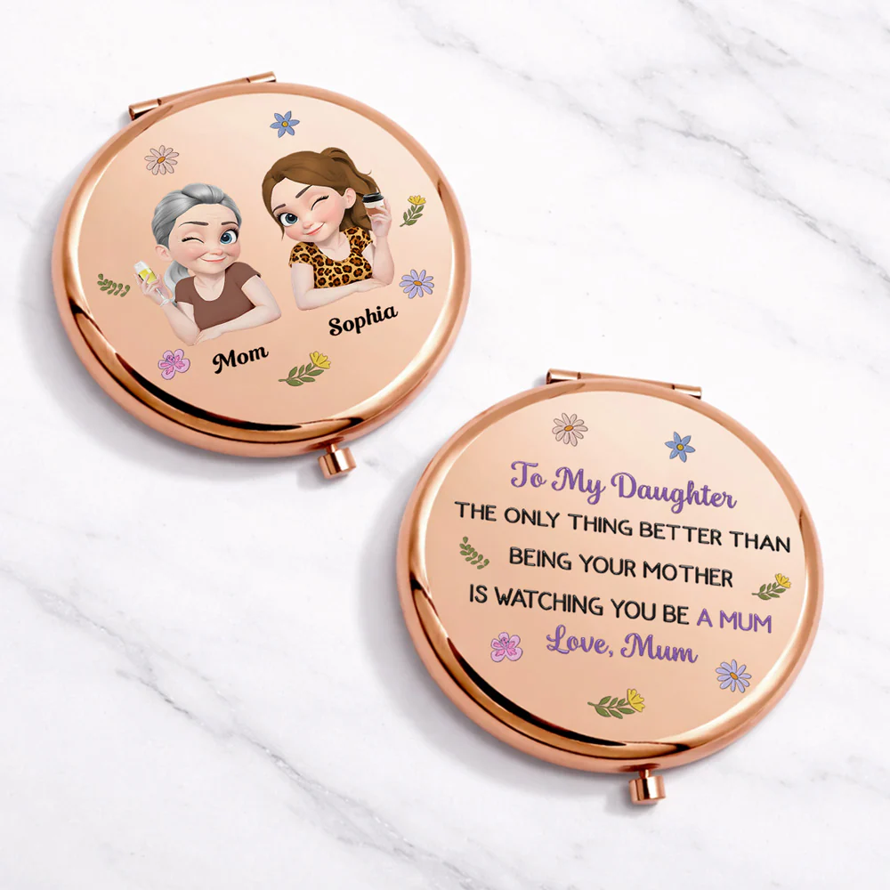 Linked Together Cartoon - Personalized Custom Compact Mirror - Image 2