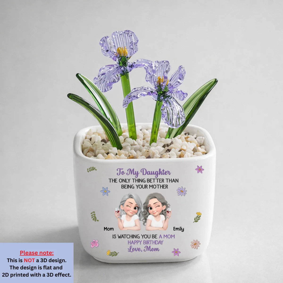 Linked Together Cartoon - Personalized Custom Glass Birth Month Flower - Image 10