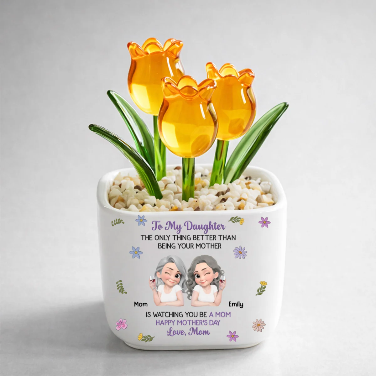 Linked Together Cartoon - Personalized Custom Glass Everlasting Tulips - Image 11