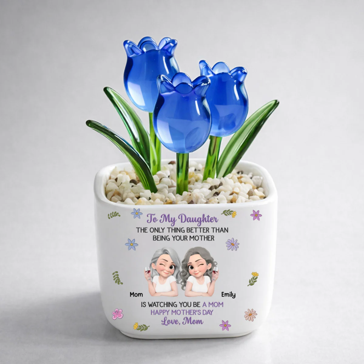 Linked Together Cartoon - Personalized Custom Glass Everlasting Tulips - Image 8