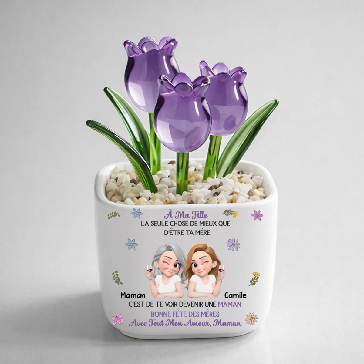 Liés Ensemble Dessin Animé - Tulipes Éternelles Personnalisées En Verre - Image 10