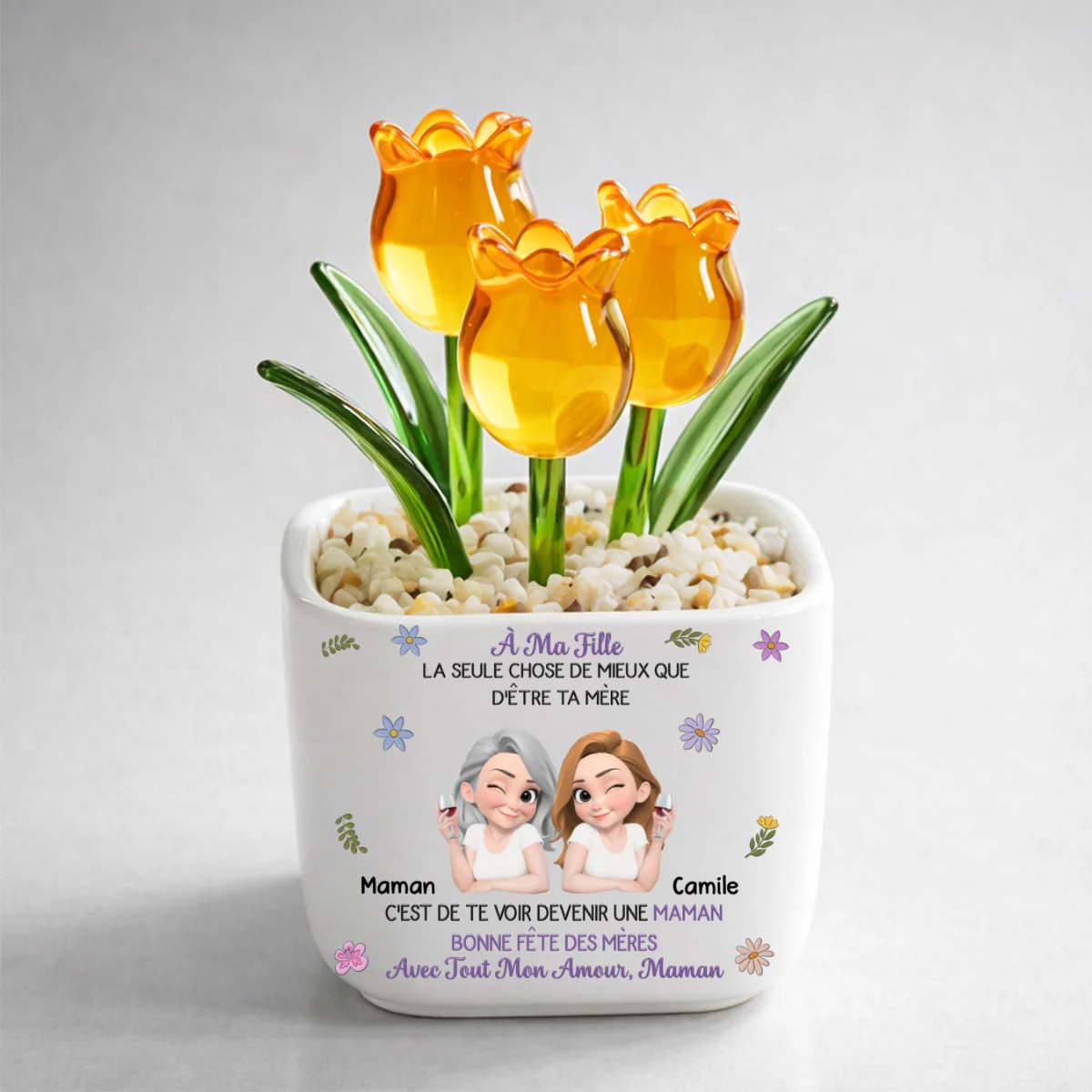 Liés Ensemble Dessin Animé - Tulipes Éternelles Personnalisées En Verre - Image 11