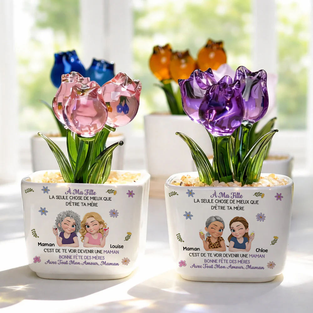 Liés Ensemble Dessin Animé - Tulipes Éternelles Personnalisées En Verre - Image 2