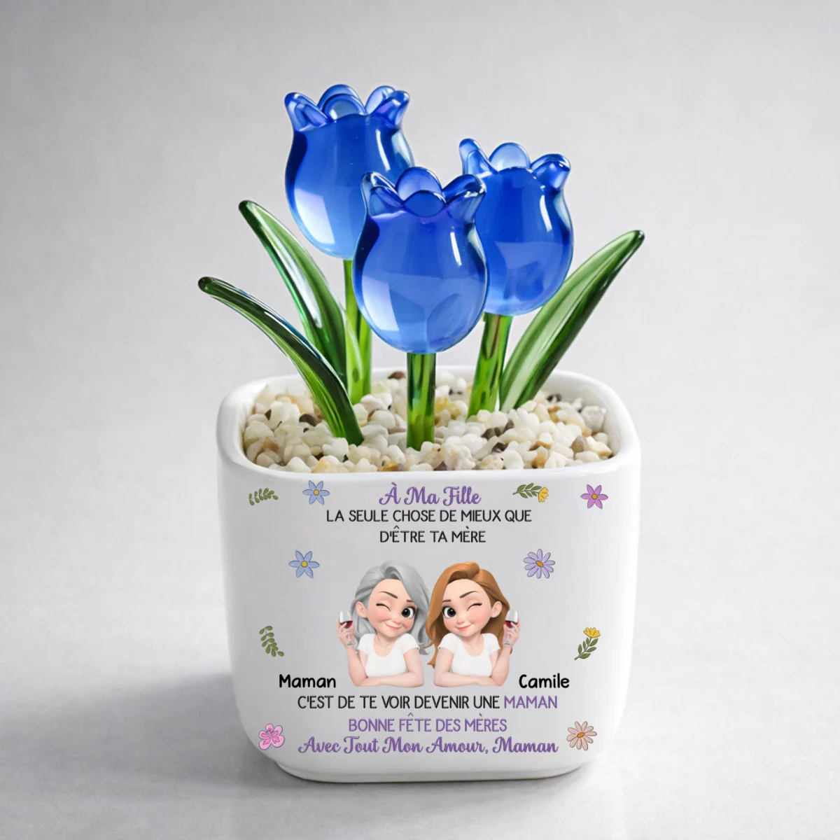 Liés Ensemble Dessin Animé - Tulipes Éternelles Personnalisées En Verre - Image 8