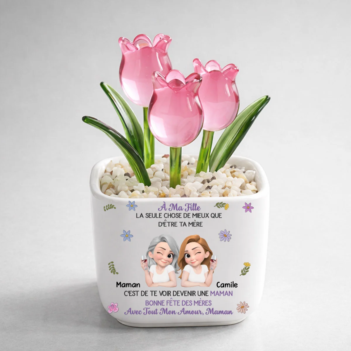 Liés Ensemble Dessin Animé - Tulipes Éternelles Personnalisées En Verre - Image 9