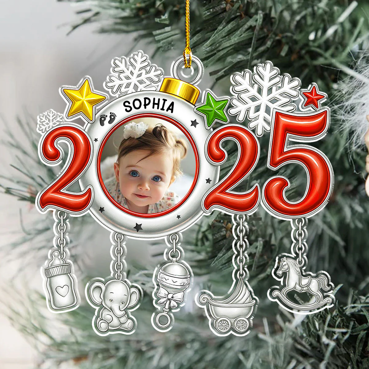 Little Baby Christmas 2025 - Personalized Custom Acrylic Ornament - Image 2