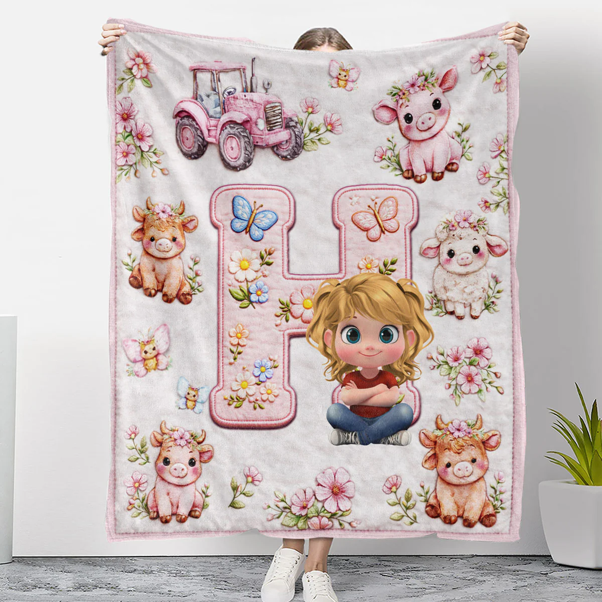 Little One Initial World - Personalized Custom Fleece Blanket - Image 5