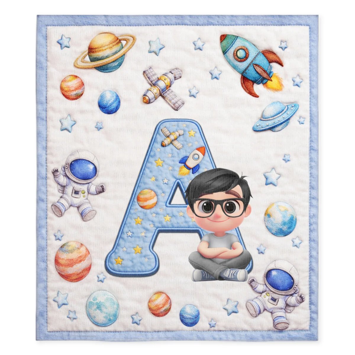 Little One Initial World - Personalized Custom Fleece Blanket - Image 6