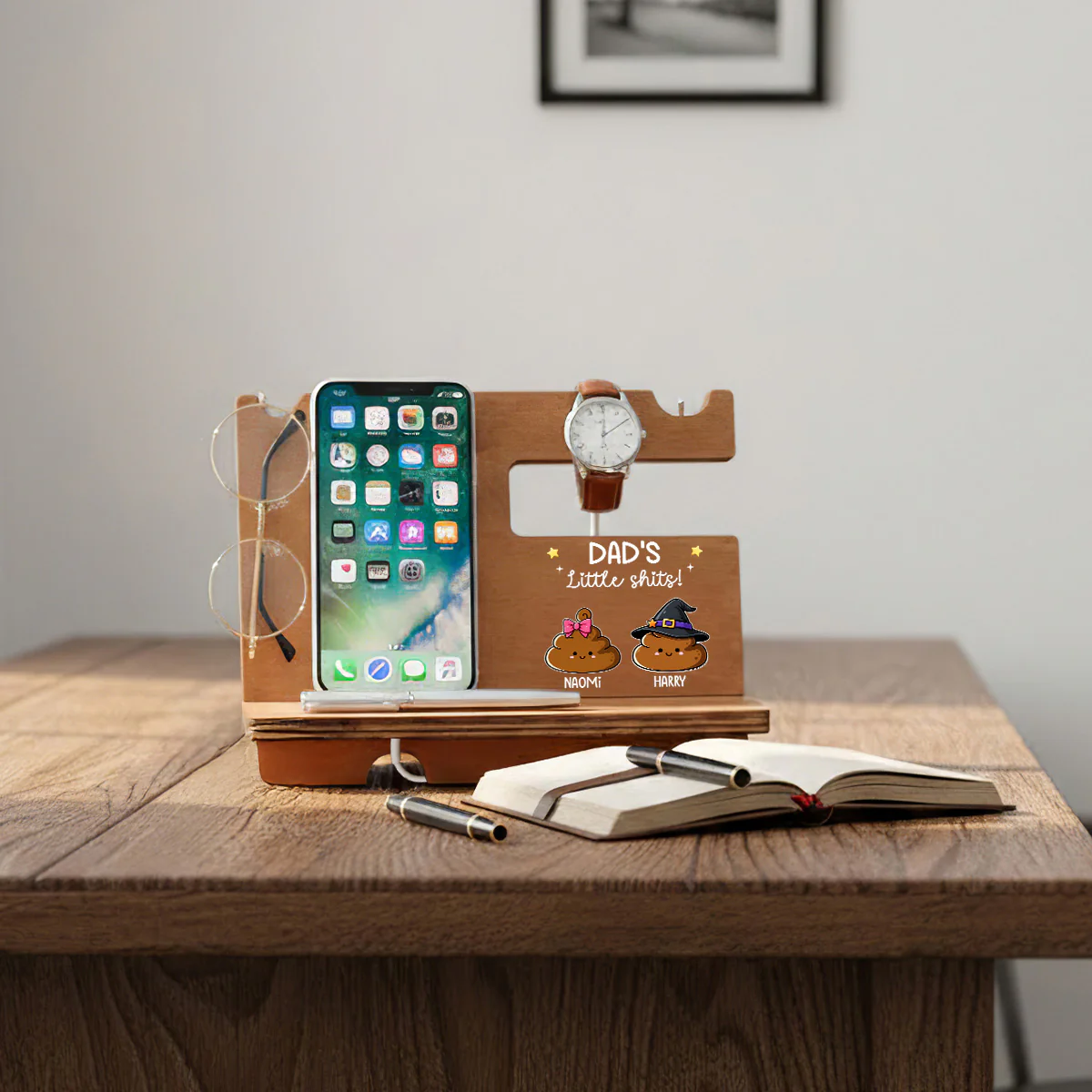 Little Shits - Personalized Custom Wood Phone Docking Station - Image 4