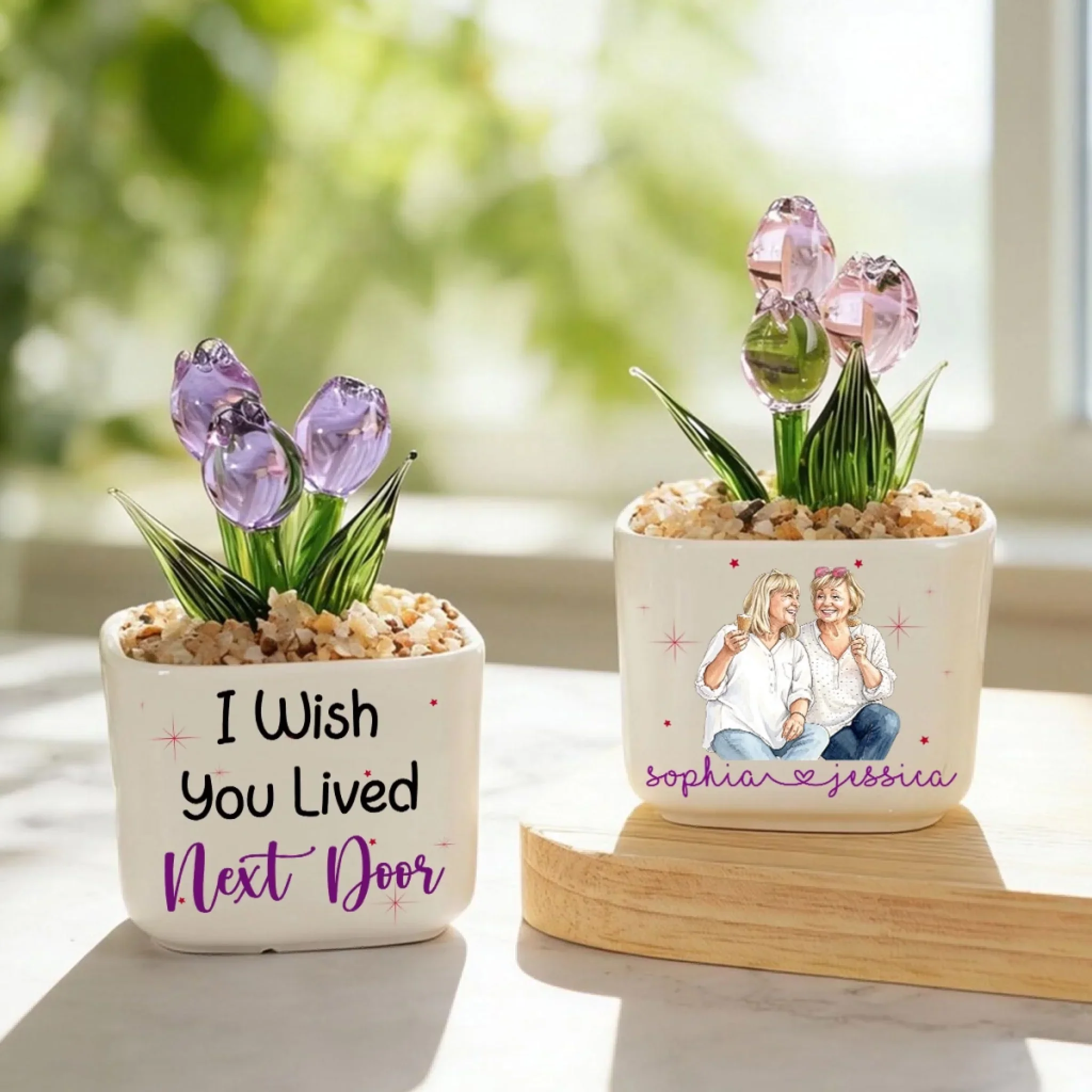 Live Next Door - Personalized Custom Glass Everlasting Tulips - Image 7