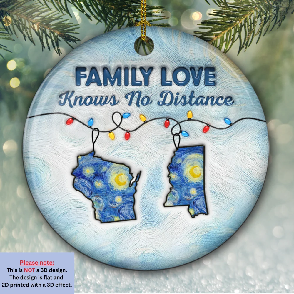 Long Distance - Personalized Custom 3D Inflated Effect Ceramic Ornament - Image 6