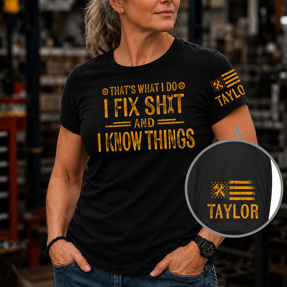 Look Amazing And I Fix Sht - Personalized Custom Shirt With Design On Sleeve - Image 2