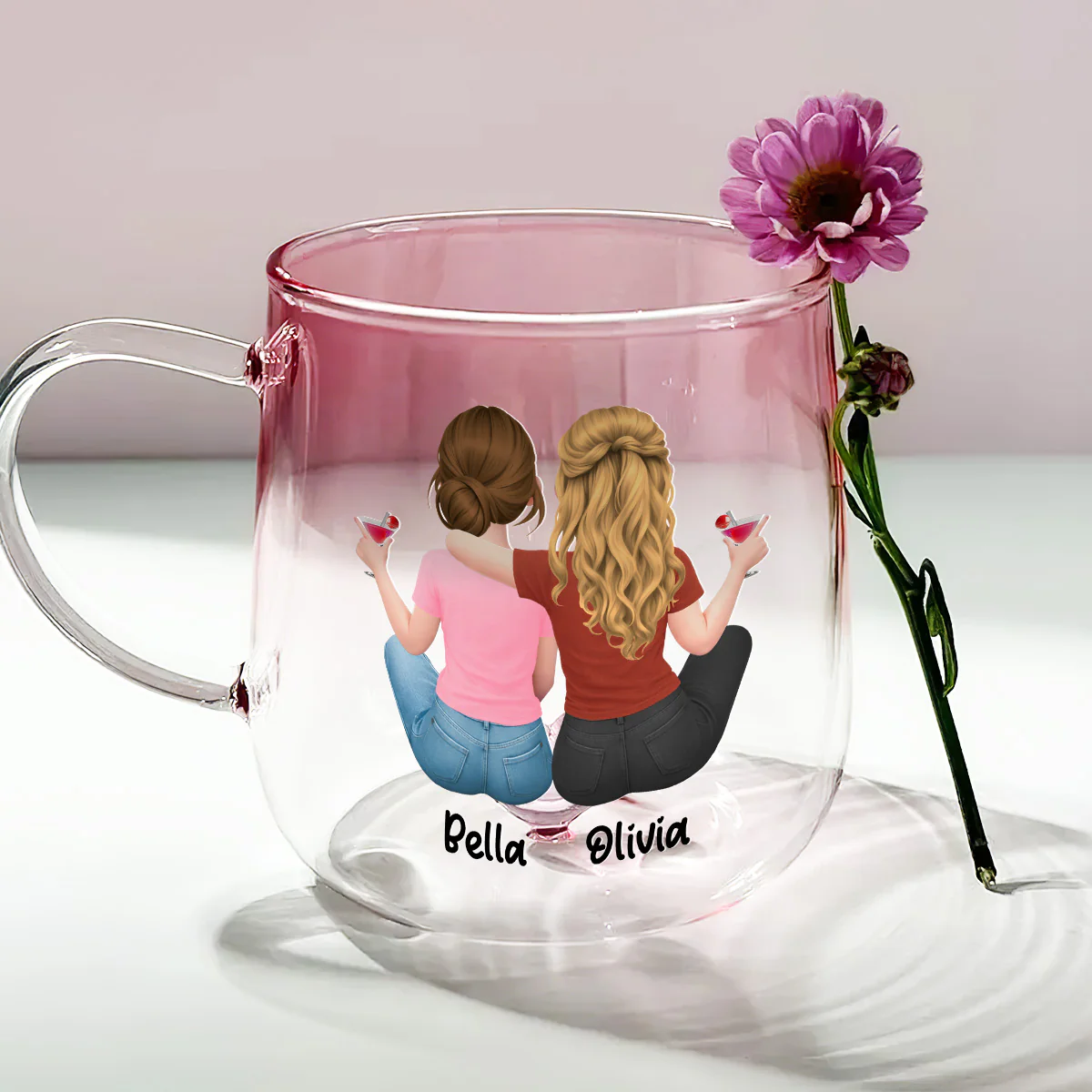 Look At You Getting Married - Personalized Custom Pink Gradient Glass Mug - Image 4