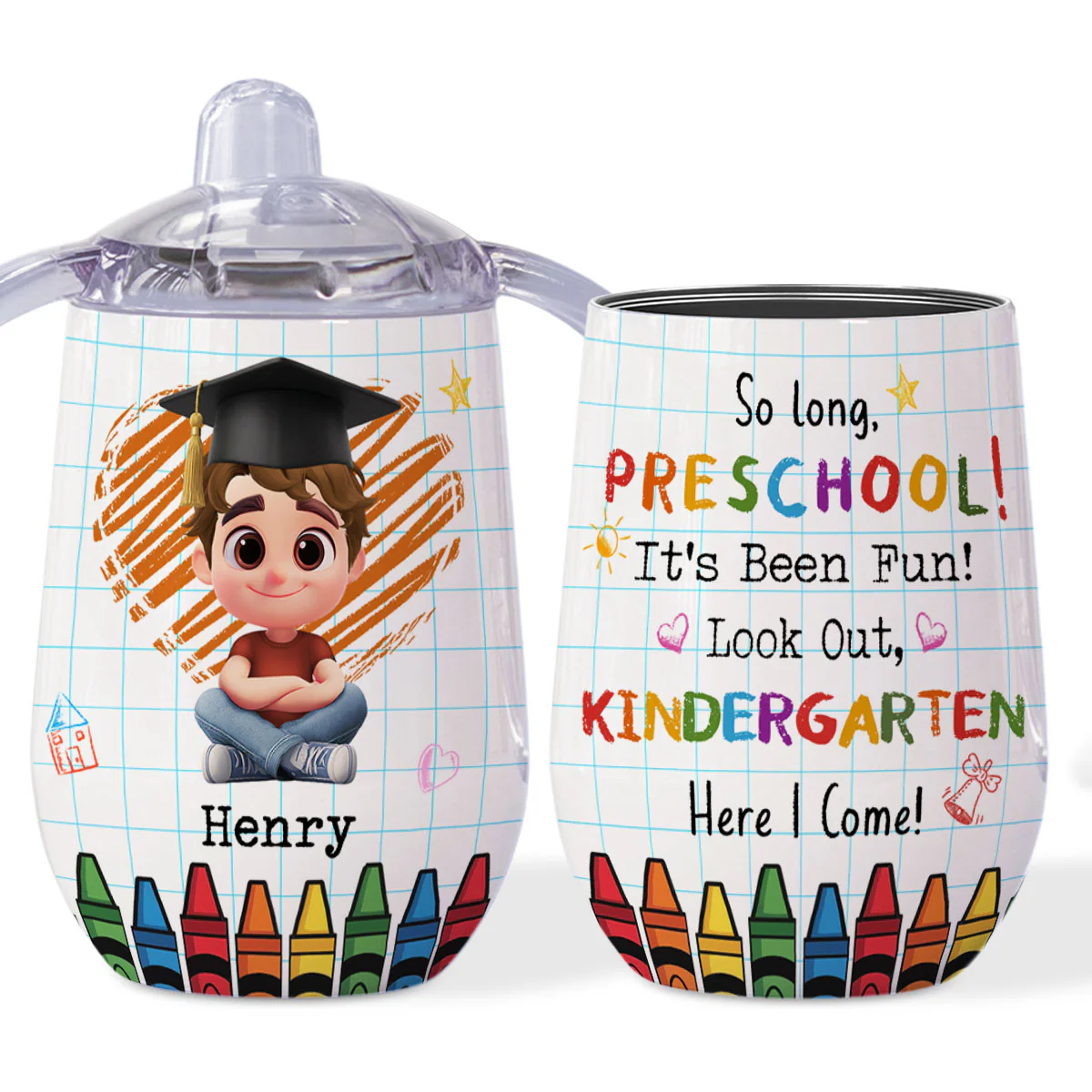 Look Out Kindergarten - Personalized Custom Sippy Cup With Handles