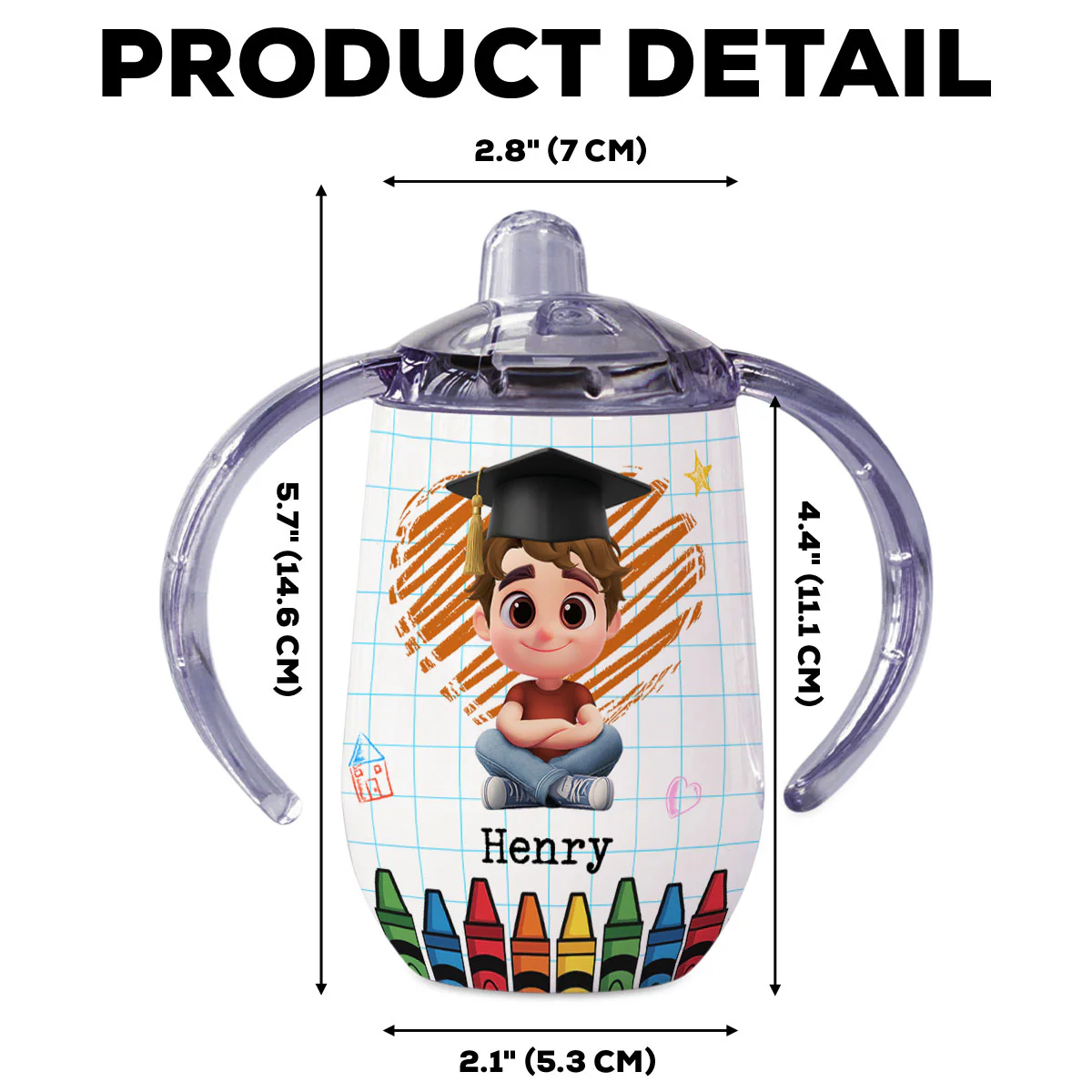 Look Out Kindergarten - Personalized Custom Sippy Cup With Handles - Image 7