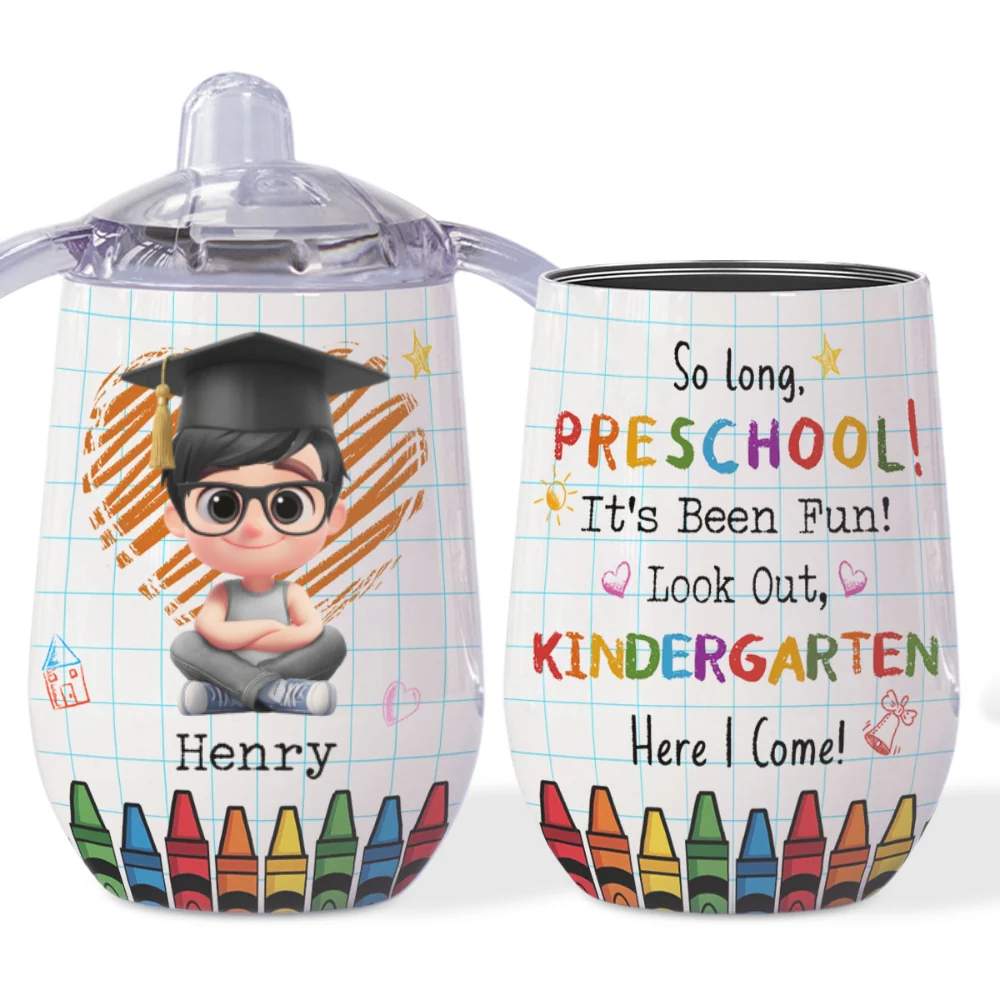 Look Out Kindergarten - Personalized Custom Sippy Cup With Handles - Image 8