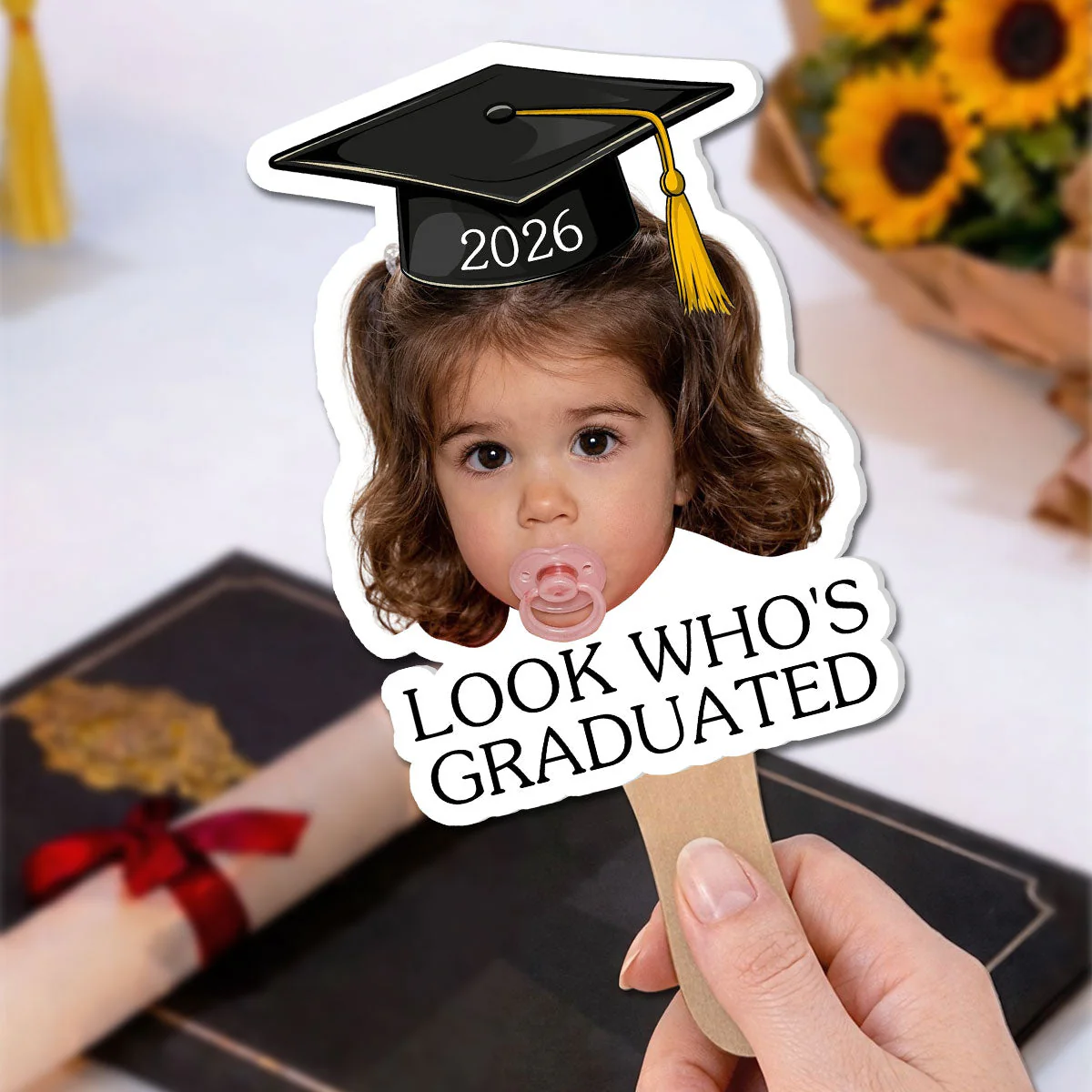 Look Who Graduated Today - Personalized Custom Hand Fan - Image 2