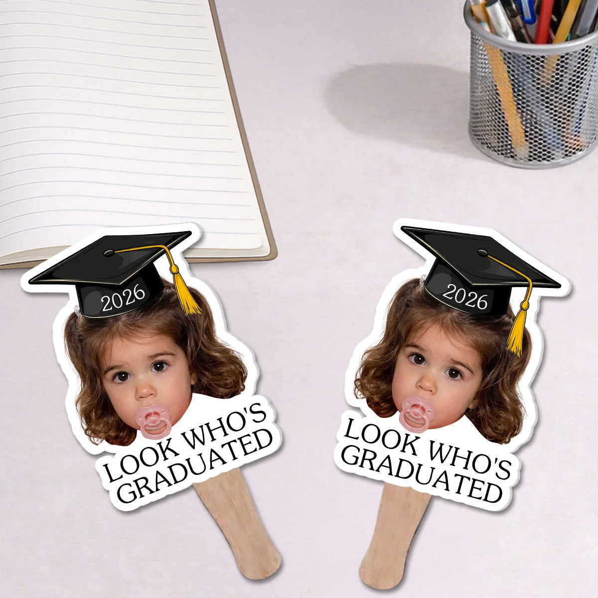 Look Who Graduated Today - Personalized Custom Hand Fan - Image 3