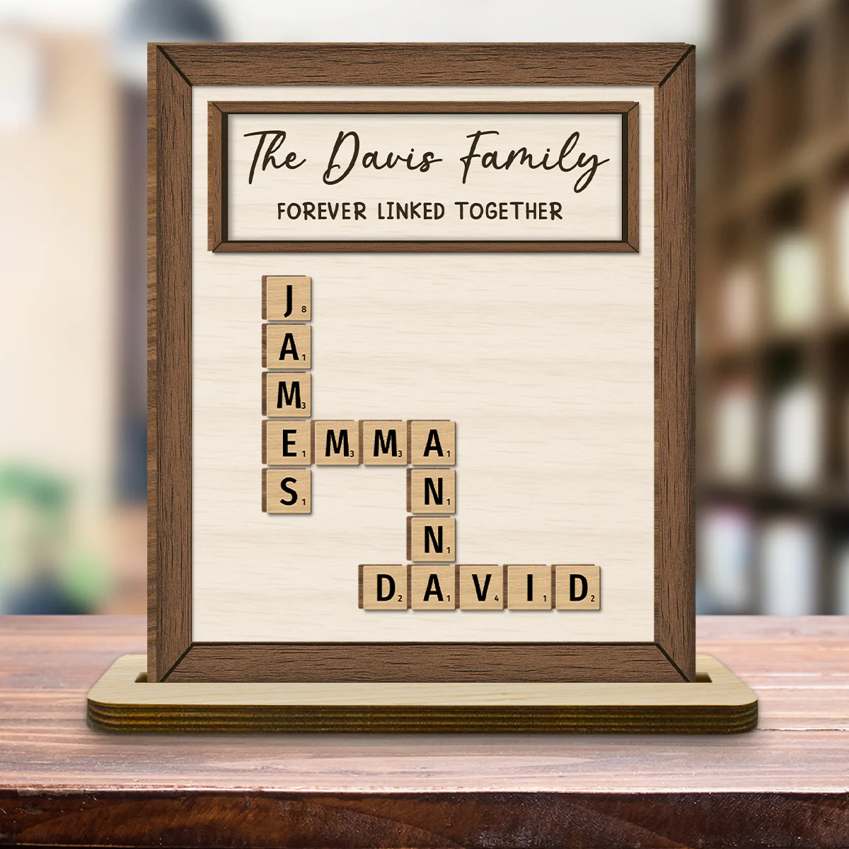 Love Connects Us Forevermore - Personalized Custom 2-Layer Wood Plaque With Flat Base - Image 3