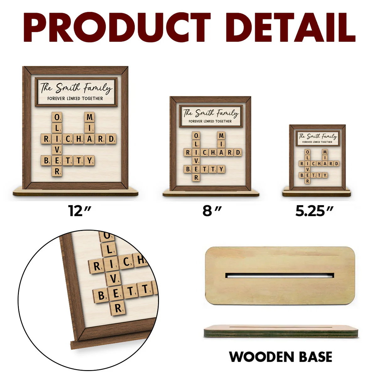 Love Connects Us Forevermore - Personalized Custom 2-Layer Wood Plaque With Flat Base - Image 5