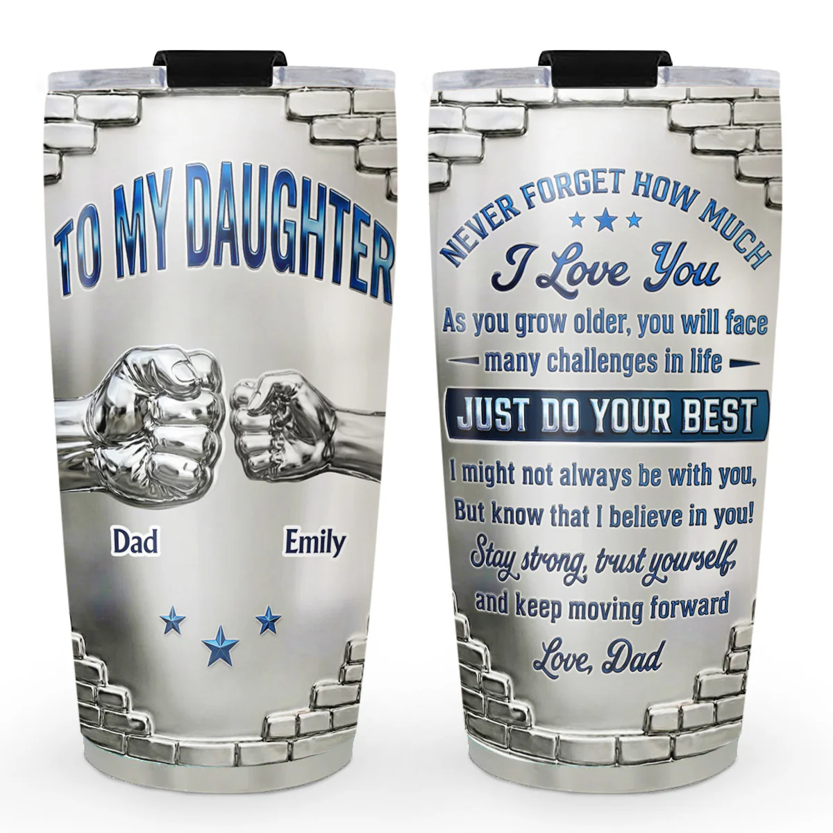 Love Dad To My Daughter - Personalized Custom 3D Effect Tumbler