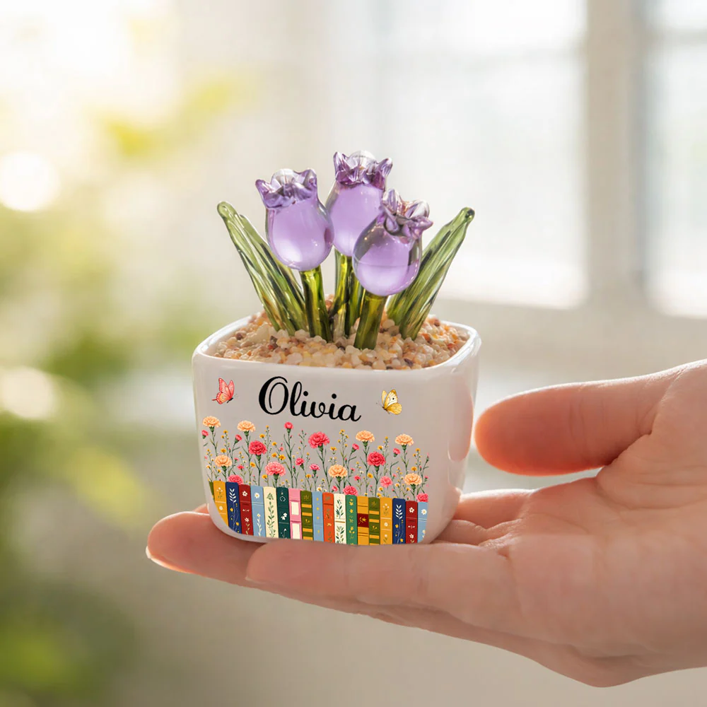 Love Grows Between Pages - Personalized Custom Glass Everlasting Tulips - Image 5
