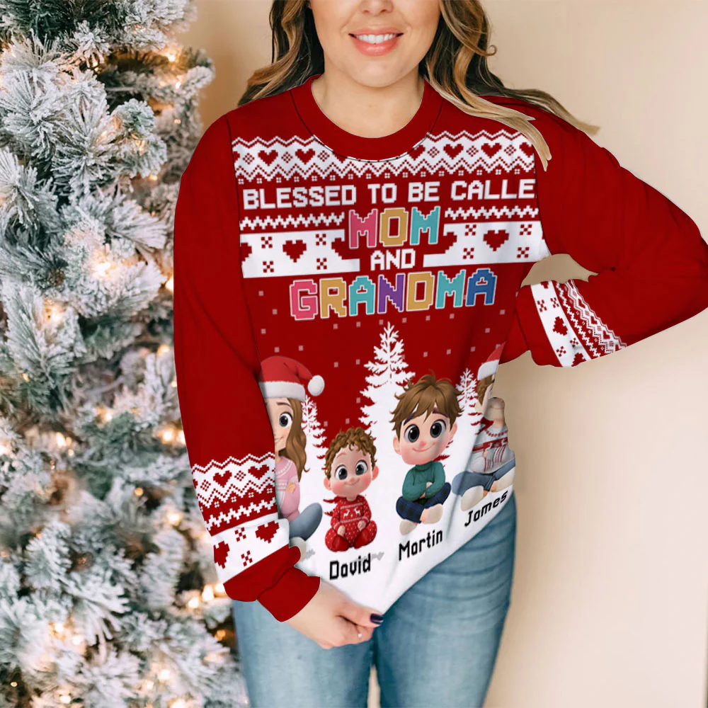 Love Grows From Mom To Grandma - Personalized Custom All-Over-Print Sweatshirt - Image 5
