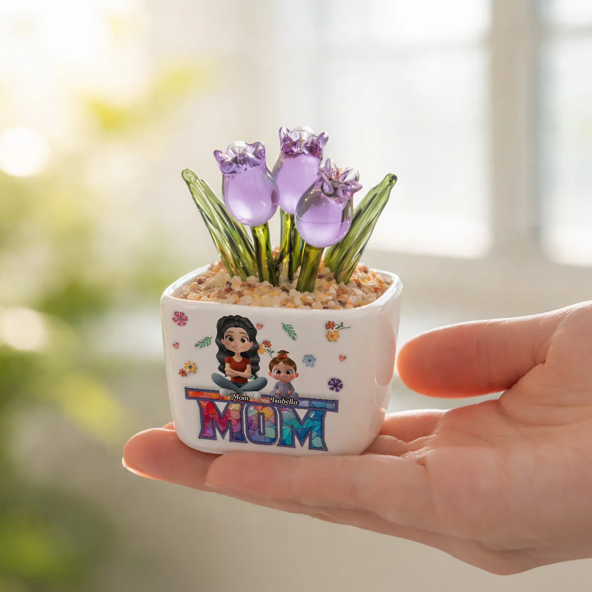 Love Grows Into Family - Personalized Custom Glass Everlasting Tulips - Image 3