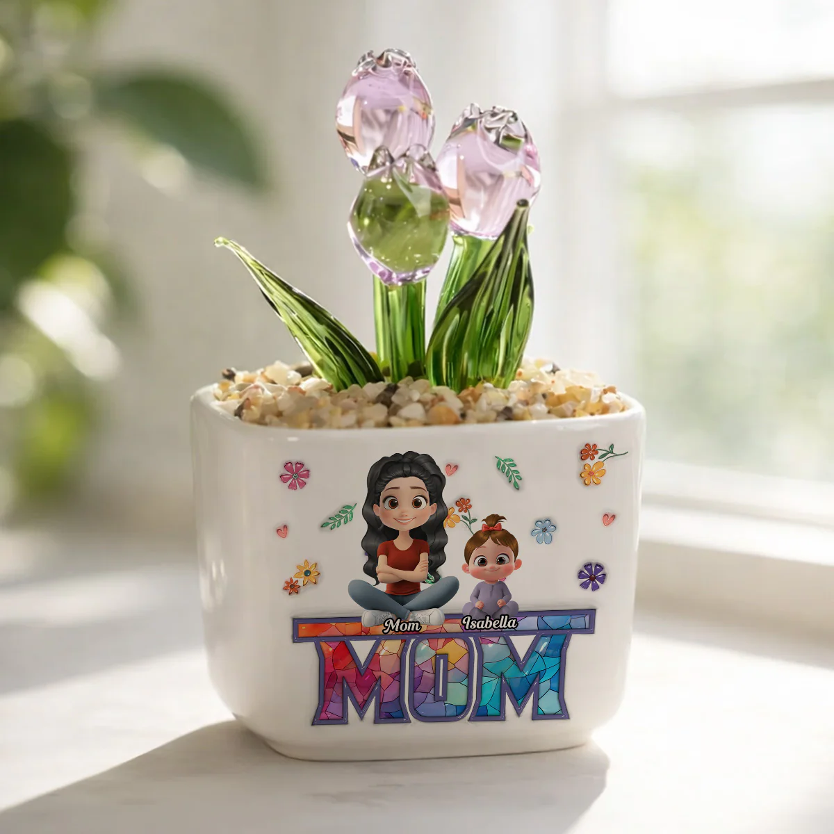 Love Grows Into Family - Personalized Custom Glass Everlasting Tulips - Image 4