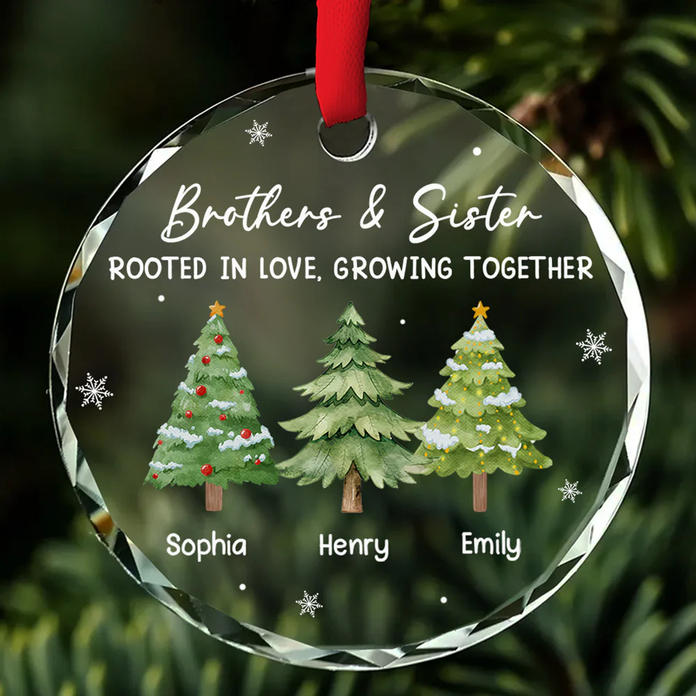 Love Grows Within Our Family - Personalized Custom Glass Ornament - Image 2