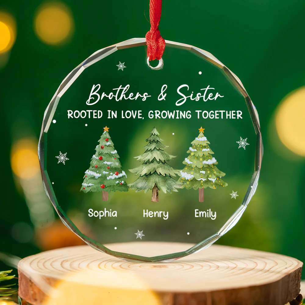 Love Grows Within Our Family - Personalized Custom Glass Ornament - Image 3