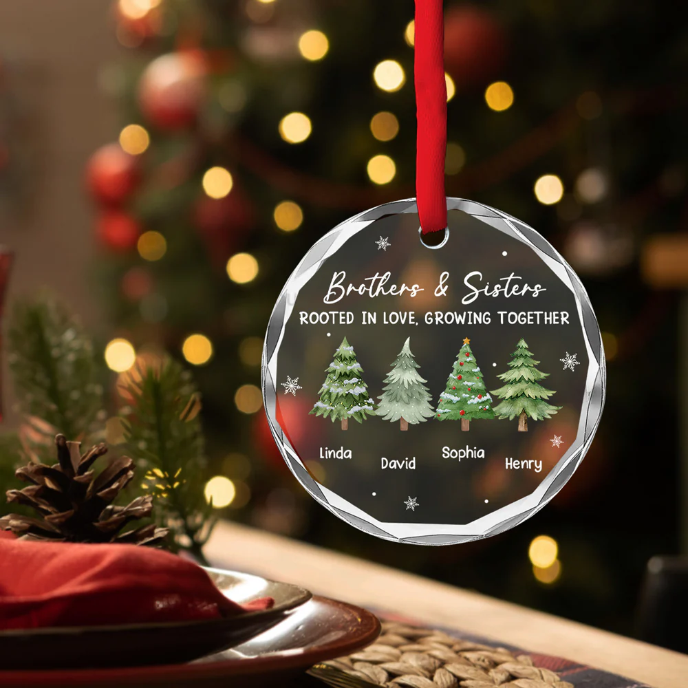 Love Grows Within Our Family - Personalized Custom Glass Ornament - Image 4