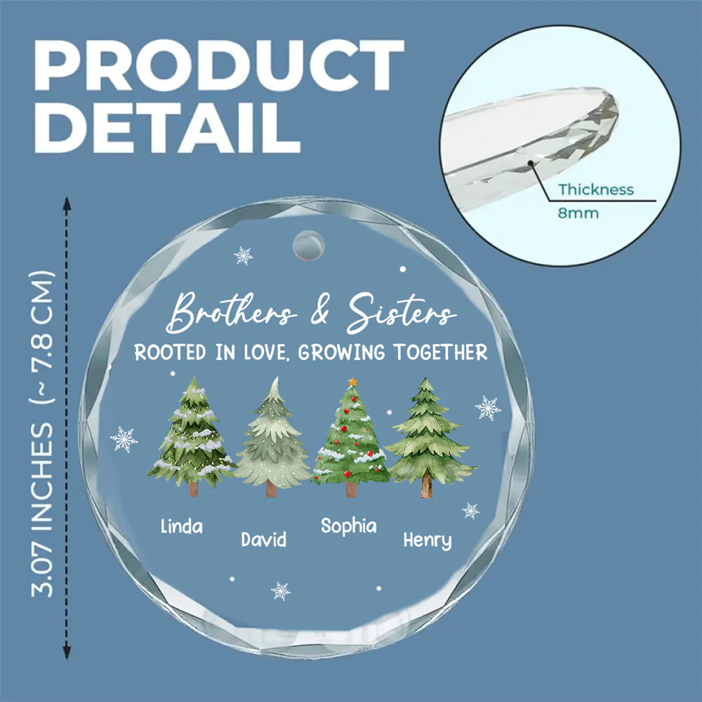 Love Grows Within Our Family - Personalized Custom Glass Ornament - Image 6