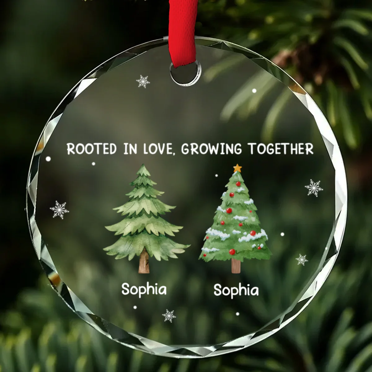 Love Grows Within Our Family - Personalized Custom Glass Ornament - Image 7