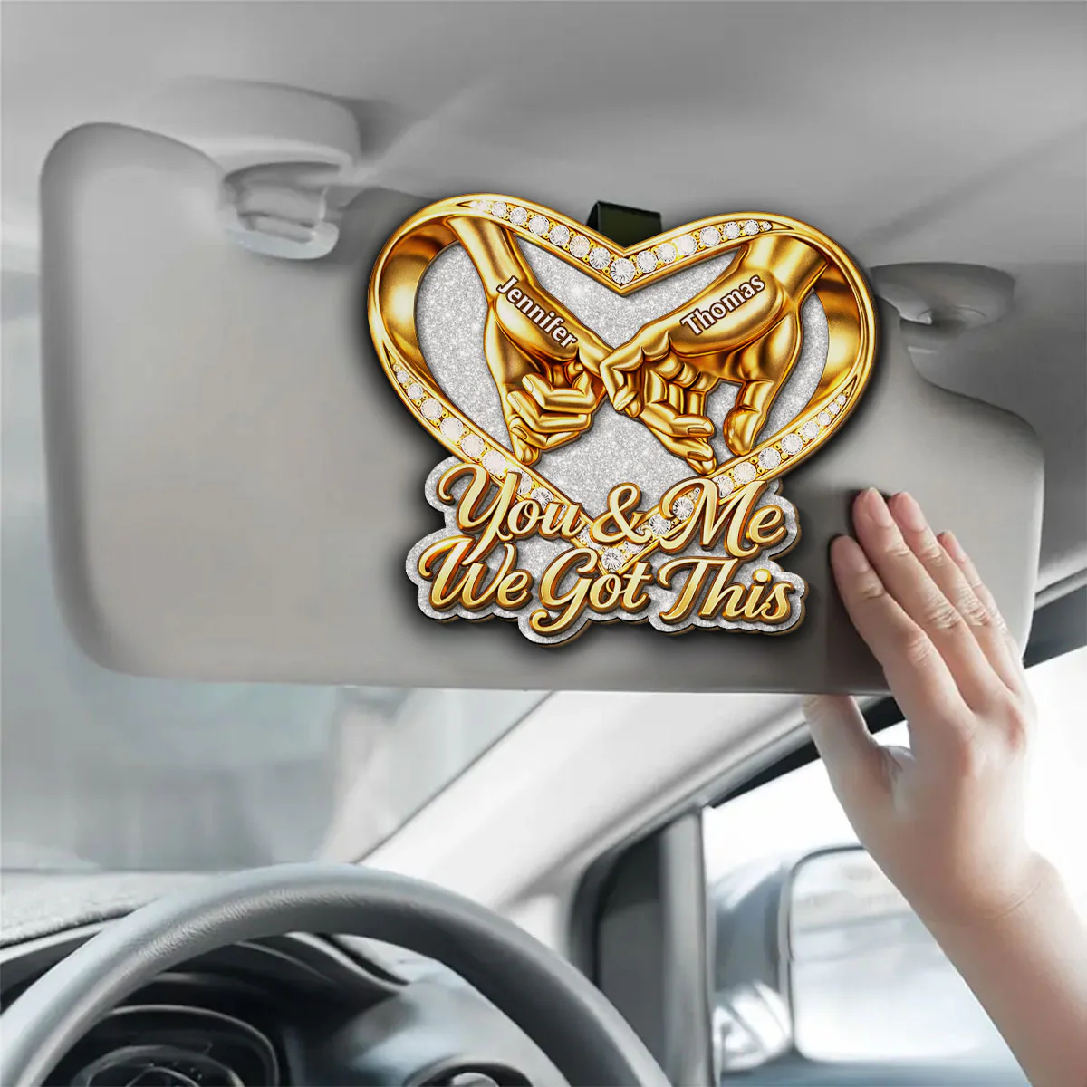 Love in Gold - Personalized Custom Car Visor Clip - Image 2
