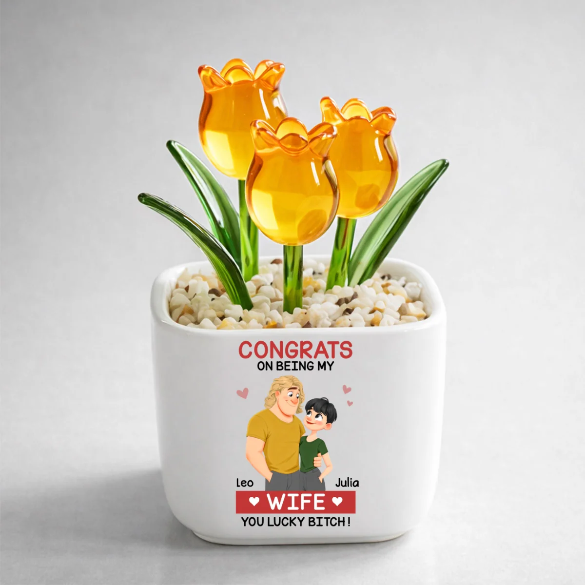 Love Is You 2 - Personalized Custom Glass Everlasting Tulips - Image 10