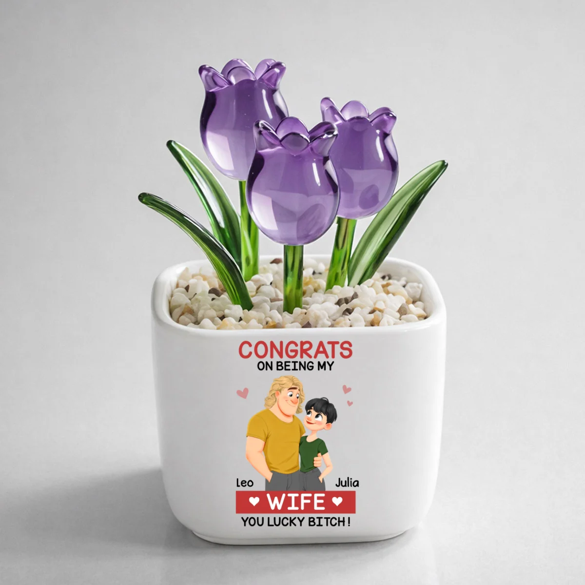 Love Is You 2 - Personalized Custom Glass Everlasting Tulips - Image 9