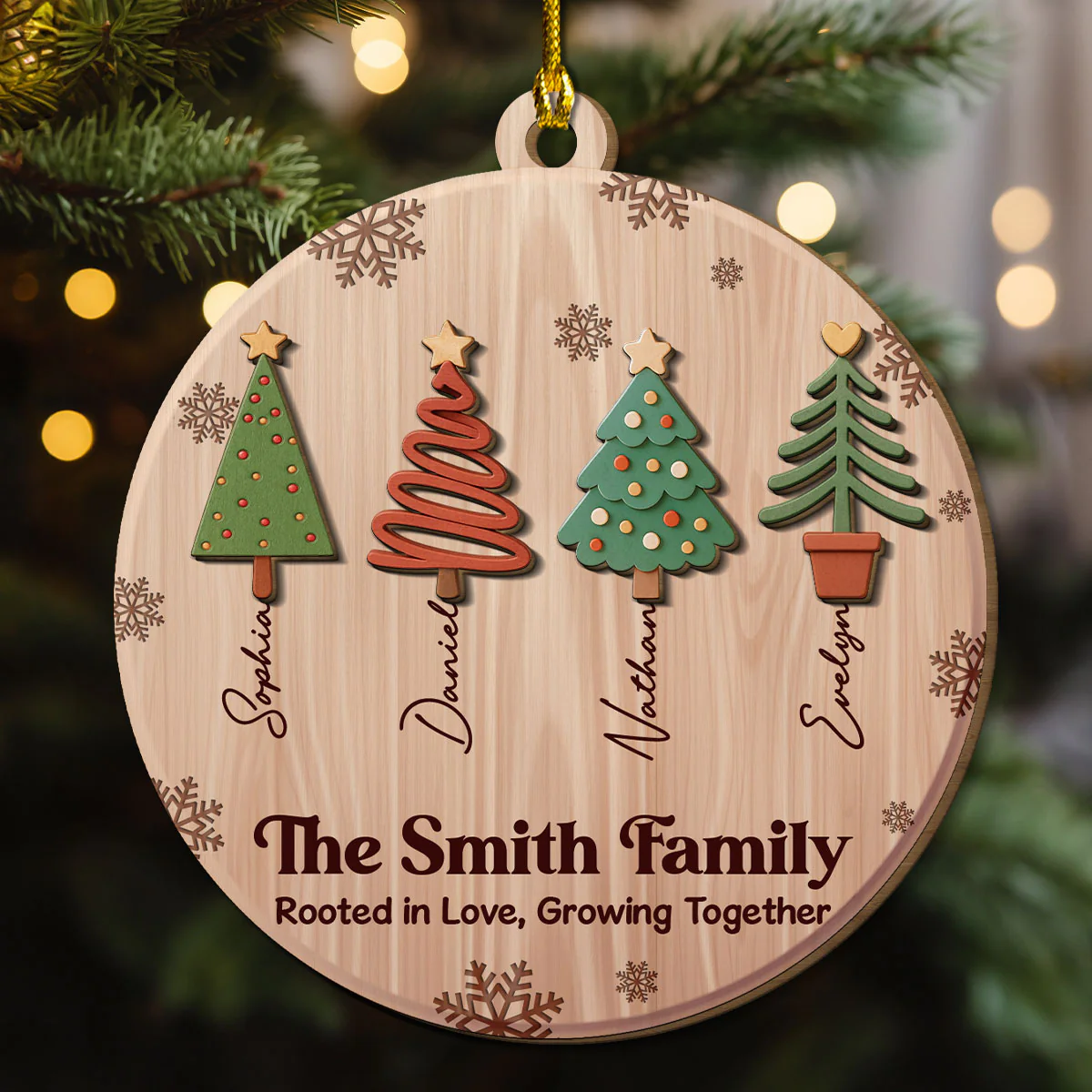 Love Makes Our Roots Strong - Personalized Custom 2-layered Wood Ornament
