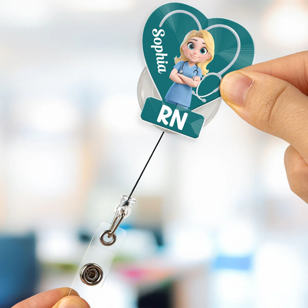 Love Nurse Life - Personalized Custom Acrylic Badge Reel - Image 5