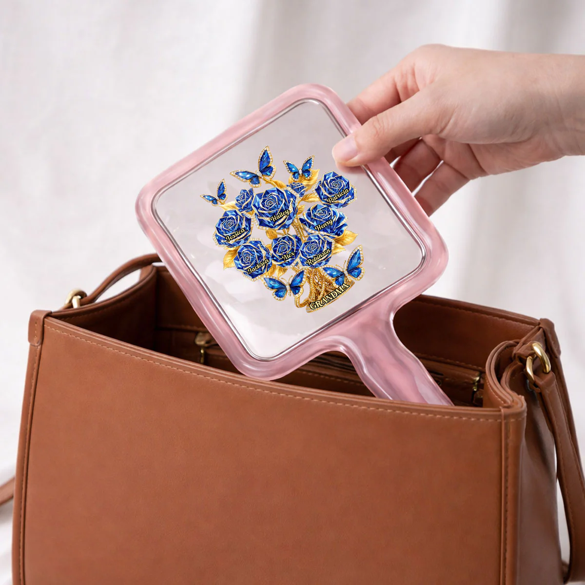 Love Rooted In Motherhood - Personalized Custom Handheld Mirror - Image 3