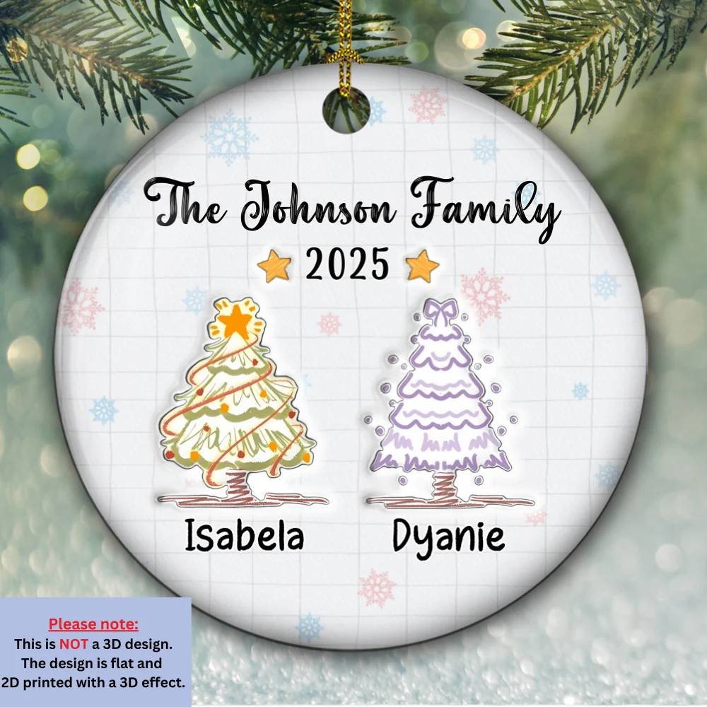Love The Way Draw Family Love - Personalized Custom 3D Inflated Effect Ceramic Ornament - Image 5
