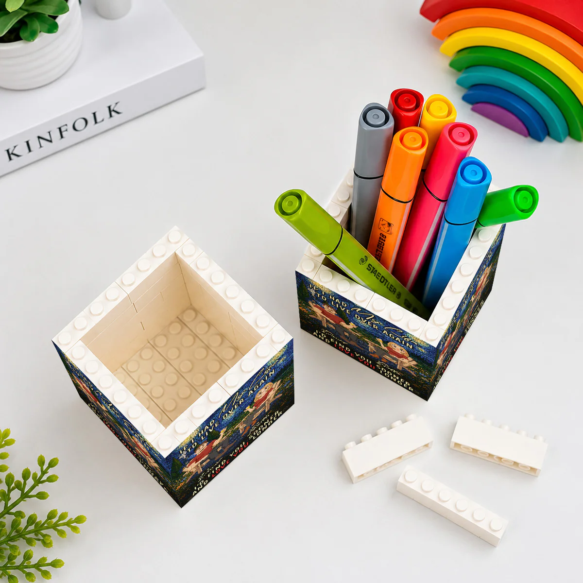 Love You Longer - Personalized Custom Block Pen Holder - Image 4